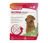 Beaphar - WORMclear Tablets for Dogs up to 40kg - 4 Tablets - Kills All Common UK Intestinal Worms (Roundworms & Tapeworms) - Vet Strength