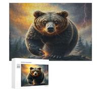 Bear 300 Piece Jigsaw Puzzles All Ages Paisaje Edificio Jigsaws Evening Wind-Down Activity Challenging Home Decor Stress Relief 300 PCS