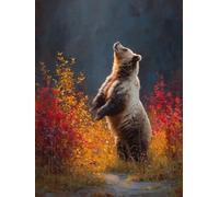 Bear 5D DIY Diamond Art, Plant Diamond Painting Kits for Adults, DIY Full Drill Crystal Gem Kits for Beginners, 5D Crystal Art Crafts Pictures for Adults, Home Decor, Gifts for Women, 40x54in E-3240