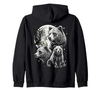 Bear 90s Style Vintage Aesthetic Y2K Grizzly Bear Graphic Zip Hoodie