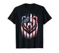 Bear American Flag Shirt Wildlife 4th of July Patriotic T-Shirt