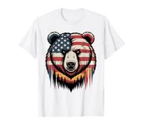 Bear American Flag Shirt Wildlife 4th of July Patriotic T-Shirt