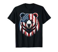 Bear American Flag Shirt Wildlife 4th of July Patriotic T-Shirt