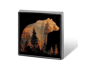 Bear Among Forest Trees Silhouette Unisex Brooches & Pins Square Lightweight Lapel Badge Jewelry for Clothing Shawl Hat