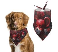 Bear Among The Roses Dog Bandana Washable & Adjustable Triangle Scarf, Breathable Pet Scarf for Small Medium Large Pets, Cute Fashion Pet Accessory