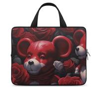 Bear Among The Roses Laptop Sleeve Ultra-Thin, Waterproof 17inch Laptop Bags, Portable Protective Computer Bag with Hand Strap
