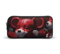 Bear Among The Roses Pencil Case Large Capacity, Minimalist Pencil Pouch, Lightweight & Durable Small Storage Bag for Office Supplies Organizer