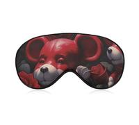 Bear Among The Roses Sleep Mask with Adjustable Strap, Comfortable & Soft Eye Mask for Sleeping Light Blocking, Lightweight & Breathable Eye Cover for Men Women