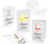 Bear and Bee Set of 30 Cartes de Noël en Français A6 with Enveloppes Blanches - Cartes Festivals pour les Vœux des Fêtes