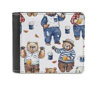 Bear and Beers Printed Bifold Wallet with Hidden Compartments Pocket Money and Credit Card Holder for Men Women