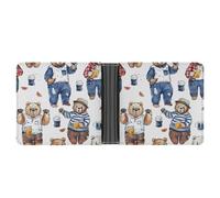 Bear and Beers Printed Bifold Wallet with Hidden Compartments Pocket Money and Credit Card Holder for Men Women