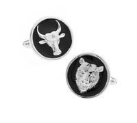 Bear and Bull Cufflinks for Financial Professionals, Stylish Accessory for Stock Market Enthusiasts, M, Brass, no gemstone