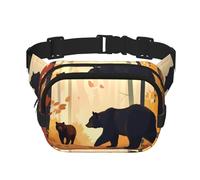 Bear and Fox Patternwaist Bag for Men Women - Adjustable Double Fanny Pack for Travel, Sports, and Daily
