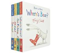 Bear and Hare 4 Book Set By Emily Gravett Bear and Hare Mine!, Where's Bear?, Go Fishing, Snow