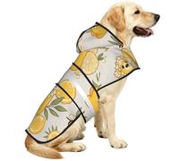 Bear And Lemon Waterproof Dog Raincoat And Rain Jacket With Hood, Reflective Strips And Adjustable Belly Strap, Fits Small To Large Dogs