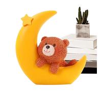 Bear and Moon Cake Decorations, Bears and Moon Cake topper,Resin Figurine Home Decor - Decorative Tabletop Ornament, Cake Decoration Moon Bear Sculpture for Home Table