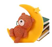 Bear and Moon Cake Topper - Decorative Sculpture for Desk - Desktop Moon Bear Statue Ornament for Baby Shower, Resin Figurine Cake Decoration