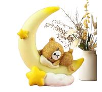 Bear and Moon Cake Topper - Desktop Resin Sculpture Figurine | Elegant Heavenly Decor Piece, Tabletop Decorative Statue for Birthday Cake Display Table N