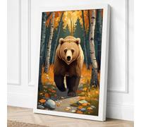 Bear Approaching Boho Canvas Wall Art Print 24x16 Inch (61 x 41 cm)