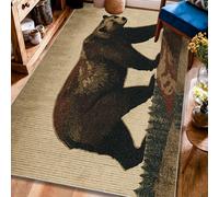 Bear Area Rug, Nature Rustic Mountain Forest Fall Brown Low Pile Edge Binding Home Rectangle Carpet Rugs for Living Room Bedroom New Home Dining Decor 4' X 6'