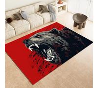 Bear Area Rugs, Animal Rug 120x180 cm, Foldable Rugs In Entertainment Area Rug for Machine Washable Non Slip Carpet, for Kitchen Bedroom Living Room 1e4