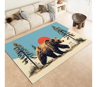Bear Area Rugs, Animal Rug 120x180 cm, Foldable Rugs In Entertainment Area Rug for Machine Washable Non Slip Carpet, for Kitchen Bedroom Living Room 1e186
