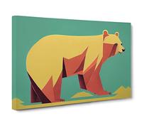 Bear Art Deco Canvas Print | Gallery Wrapped 30mm Frame Wall Decor | 30x20 inches | Ready to Hang | Art Deco Animals Picture | Living Room Bedroom Lounge Office