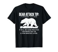 Bear Attack Tip Play Dead Funny Camping Hiking Humor Value Graphic T-Shirt