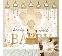 Bear Baby Shower Backdrop We Can Bearly Wait Photography Background Bear Baby Shower Party Cake Table Decorations Photo Booth Props Background (8X6FT (240x180cm))