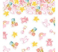 Bear Baby Shower Confetti,100pcs Baby Shower Party Table Decorations Bear Birthday Theme Party We Can Bearly Wait Gender Reveal Supplies (pink)