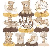 Bear Baby Shower Honeycomb Centerpieces 11PCS We Can Bearly Wait Table Decorations Bear Baby Shower Supplies Teddy Bear Centerpieces for Table Bear Theme Birthday Party Supplies