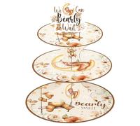 Bear Baby Shower Stand Decorations - We Can Bearly Wait Cupcake Stand 3 Tier Cardboard Dessert Holder For Gender Reveal Party Cake Display Bear-Themed Birthday Party Afternoon Tea Stands Supplies