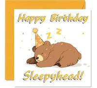 Bear Birthday Cards - Sleepy Animals - Happy Birthday Card for Son Daughter Brother Sister Grandson Granddaughter Niece Nephew Cousin, 145mm Bday Greeting Cards