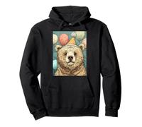 Bear Birthday Party Balloons & Bubbles Art Print Kids Pullover Hoodie