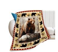Bear Blanket Super Soft Warm Brown Fleece Throw - Cozy Fluffy Plush Animal Stuff Lightweight Flannel Gift for Women Men Kids Adults 50"X40"