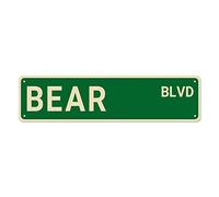 Bear Blvd Street Sign, Bear Sign Bear Decor Bear Lover Gift, Funny Animal Wall Decor For Home/Man Cave, Quality Metal Tin Signs 16X4 Inch