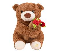 Bear Bouquet Plush Toy | Cute Rabbit Plush With Red Roses | Creative Magnetic Bear Doll, Convertible Hat And Bouquet, Romantic Gift For Girls, Birthday, Valentine’s Day, 30cm/38cm