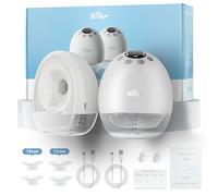 Bear Breast Pump Hands Free, Wearable Breastfeeding Pumps Strong Suction Low Noise, 4 Modes& 9 Levels Electric Breast Pump Portable, 19/21/24mm Insert Flange, 2 Packs, White