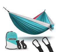 Bear Butt Double Parachute Camping Hammock, Sky Blue/Pink/White