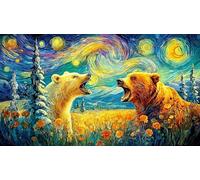 Bear-by-mountain-river-at-sunset Jigsaw Puzzles 1000 Piece Recycled Paper Impossible Hard Difficult Great Gift Idea for Adults Educational Game Challenge 38x26/1000pcs
