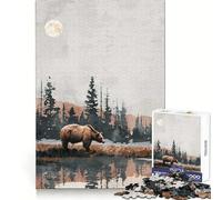 Bear by The Lake 1000 Pieces Jigsaw Puzzles for Adults Reasoning Practice Mindful Escape Premium Edges Holiday Treat (50x75cm)