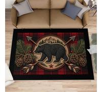 Bear Cabin Rugs for Kitchen Floor, Retro Buffalo Rustic Runner Rug 70x120cm, Western Wildlife Hallway Runner Rugs Washable & Non Slip Small Carpet for Home Decor