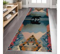 Bear Cabin Runner Rug for Hallway, 60x200cm, Southwestern Runner Rug for Hallway, Rustic Bear Lodge Long Carpet, Machine Washable Carpet for Kitchen Bedroom Living Room
