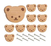 Bear Cabinet Knobs, Wooden Drawer Handles, 2.36x1.97 Inches 10 Piece Decorative Grip Set with Cute Animal, Furniture Hardware Build, Home Decor Design, Daily Use for Kitchen Closet