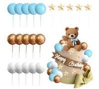 Bear Cake Decoration,Bear Cake Toppers for Shower with Balls,21PCS Bear Balls Cake Toppers Bear Cake Decorations Brown Decorations Supplies for Birthday Party Wedding Shower