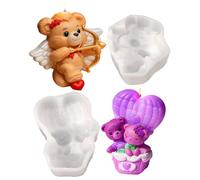 Bear Candle Mold | 2 Pieces Creative Decor Mould - 3D Stereo Bear Shape Silicone Candle Wax Molds | Reusable Advantage For Valentine's Day Wedding Birthday Mother's Day Dating Couples Holidays