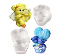Bear Candle Mold,2 Pieces Die Casting Molds | 3D Bear Shape in Silicone for Candles,for Valentine's Weddings Birthday Mother's Day Couples On Dating And Dating