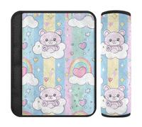 Bear Cartoon 2 Pack Seatbelt Shoulder Strap Cushion, Stop seat Belt Cutting into Neck, Seatbelt Covers for Women for Truck Auto Backpack 10x7.7 in forro para cinturon de seguridad