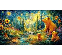 Bear-catching-fish-in-forest-stream 1000Pc Jigsaw Puzzles for Adults and Kids Age 12 Years + Impossible Hard Difficult Great Gift Idea Recycled Paper 38x52/1000pcs