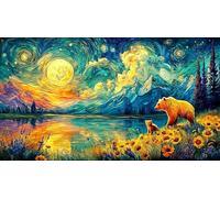 Bear-catching-fish-near-waterfalls Jigsaw Puzzle 1000Pc Recycled Paper Impossible Hard Difficult Educational Game Decompression Great Gift Idea 38x26/1000pcs